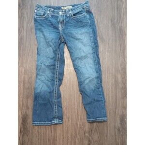 BKE Jeans Womens Size 28 Harper Denim Whiskers Dark Wash Stretch Ankle Mid Rise